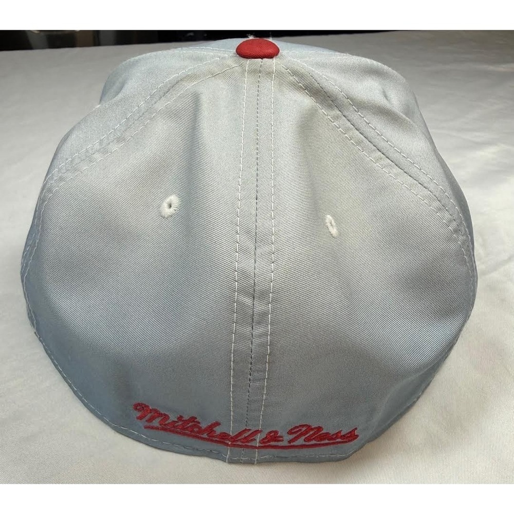 Miami Heat Fitted 7 3/8 Flat Bill Hat Mitchell & Ness Gray/Red NBA - READ - Picture 4 of 8